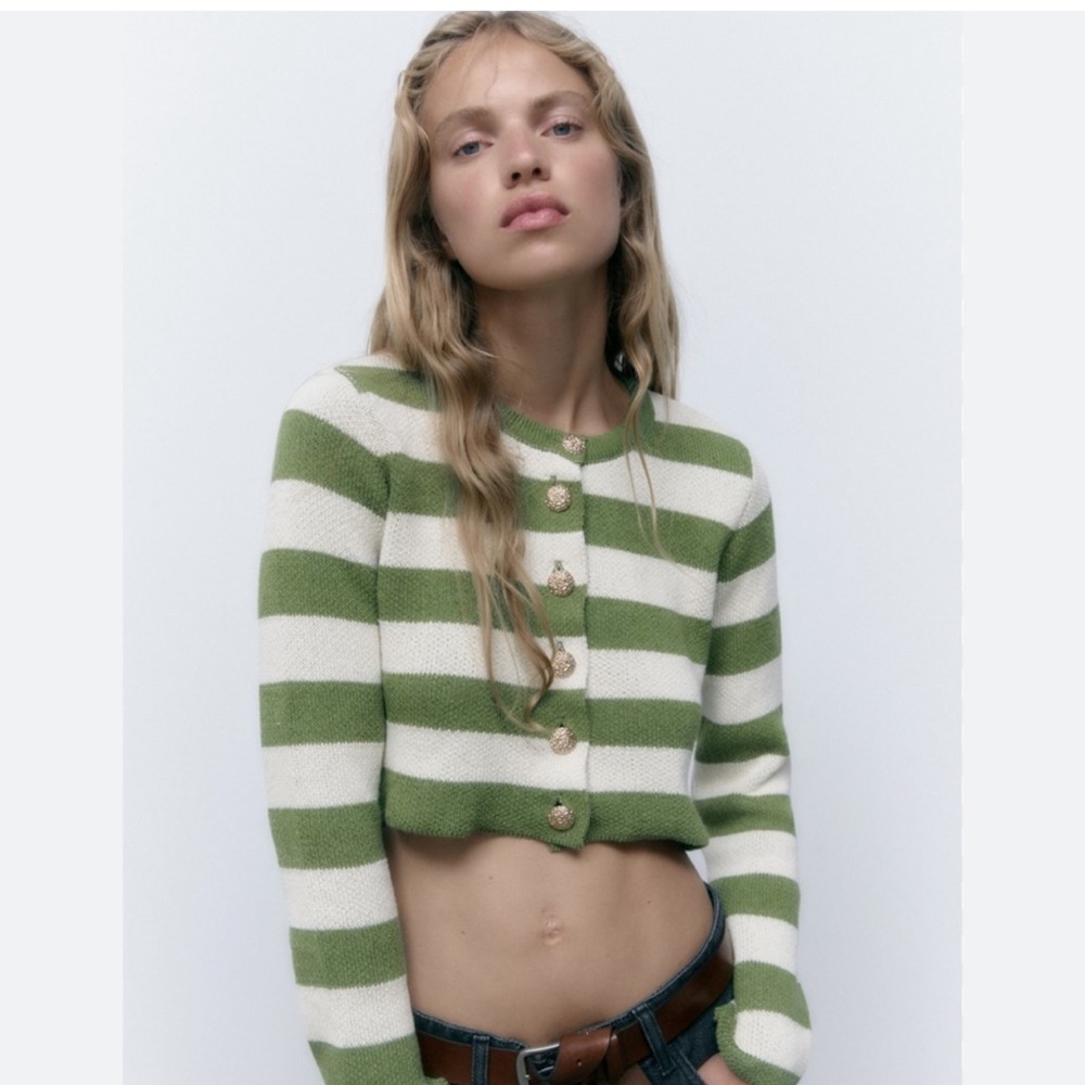 Zara knit striped cardigan M jacket